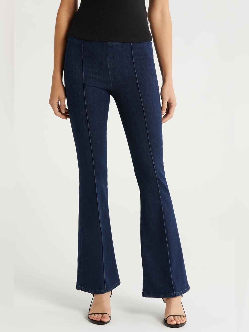 FRAME Jetset Flare Pintuck Organic Cotton Jeans Pull-On in Keller Size 1 / 23-28